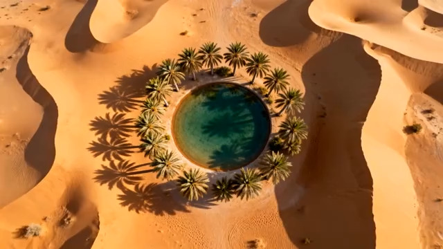  沙漠绿洲航拍1600#横屏 	 