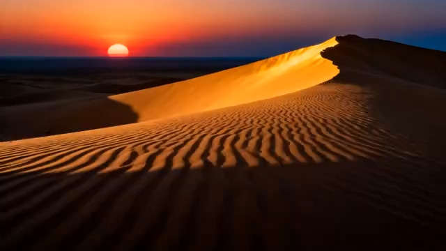  沙漠日落风光1608#横屏 	 