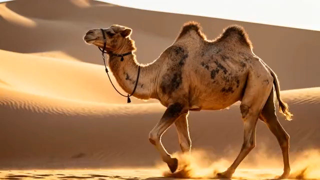  沙漠骆驼行走特写1599#横屏 	 -