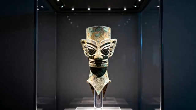  三星堆青铜面具特写1565#横屏 	 