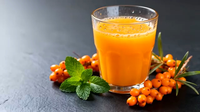 沙棘果汁饮品特写1587#横屏 	 