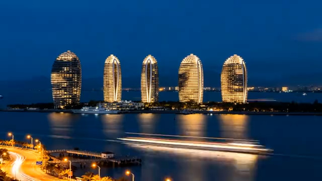  三亚凤凰岛夜景延时1568#横屏 	 -