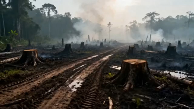  森林砍伐后的荒凉景象1575#横屏 	 