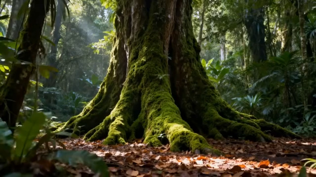  森林大树根阳光穿透1573#横屏 	 