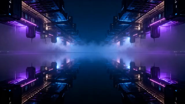  赛博朋克霓虹建筑1552#横屏 	 -