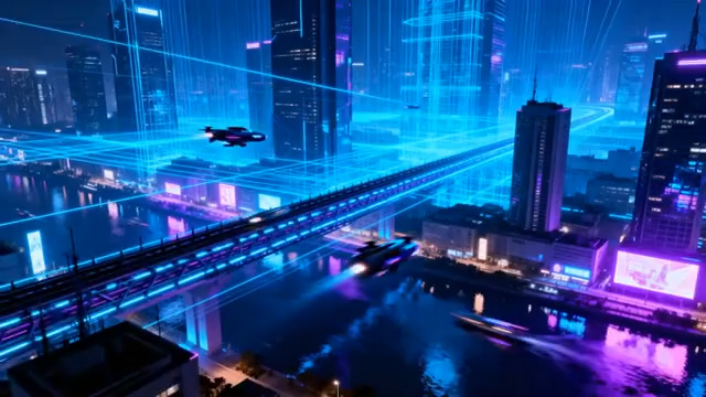  赛博朋克未来都市夜景1554#横屏 	 