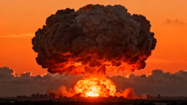  日落时分蘑菇云爆炸1536#横屏 	 