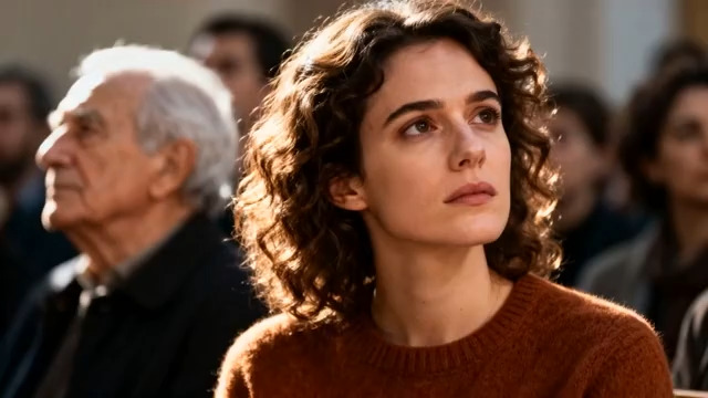  人群中的沉思女性1522#横屏 	 