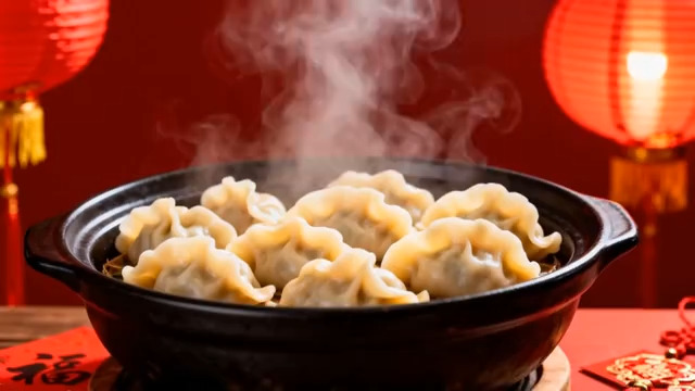  热气腾腾的饺子 春节氛围1515#横屏 	 -
