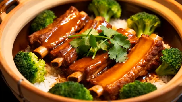  热气腾腾排骨煲仔饭1518#横屏 	 