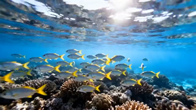  热带鱼群珊瑚礁漫游1510#横屏 	 