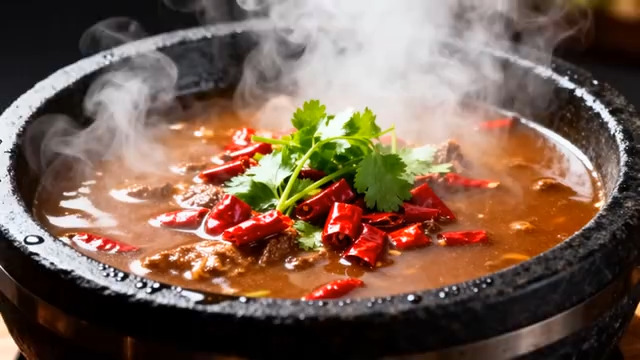  热气腾腾麻辣牛肉锅1517#横屏 	 