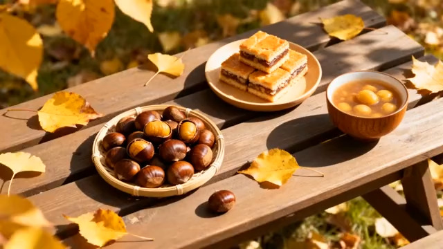  秋日野餐点心摆盘1496#横屏 	 