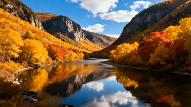  秋日山水倒影风光1490#横屏 	 