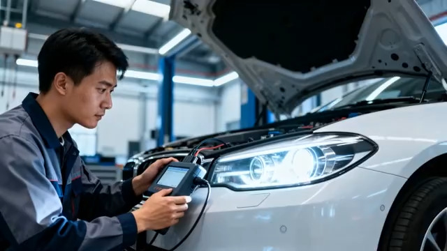  汽车维修工检测车灯1429#横屏 	 