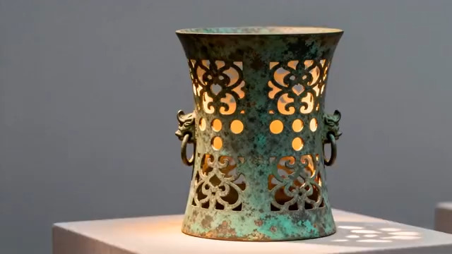  青铜器古灯特写1459#横屏 	 