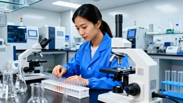  女研究员实验室做实验1394#横屏 	 