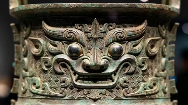  青铜器兽面纹特写1460#横屏 	 