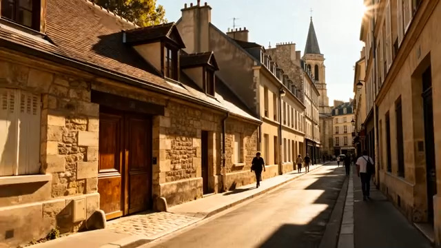  欧洲小镇阳光街道漫步1409#横屏 	 -