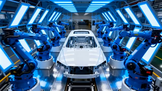  汽车工厂机械臂生产1423#横屏 	 