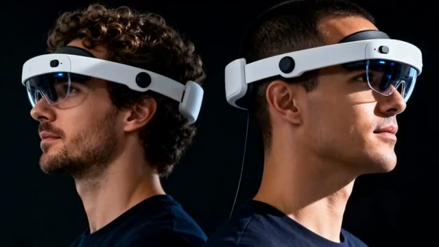  男子佩戴智能眼镜展示1368#横屏 	 