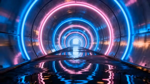  霓虹光影隧道穿行1373#横屏 	 