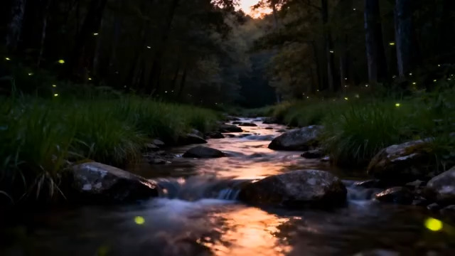  暮色溪谷流萤飞舞1353#横屏 	 -