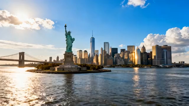  纽约自由女神像全景1380#横屏 	 