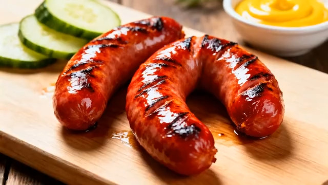  美味烤香肠特写1307#横屏 	 