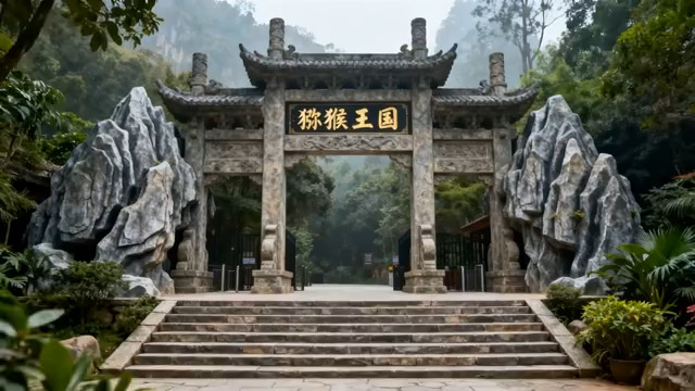  猕猴王国牌坊实拍1325#横屏 	 