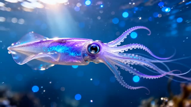  梦幻紫色鱿鱼深海游弋1322#横屏 	 