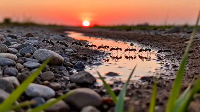  蚂蚁搬家日落时分1289#横屏 	 