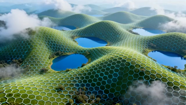  绿色网格山峦动画1281#横屏 	 