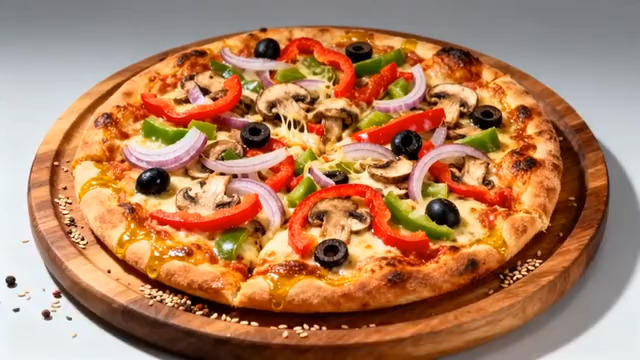  美味蔬菜披萨特写1308#横屏 	 