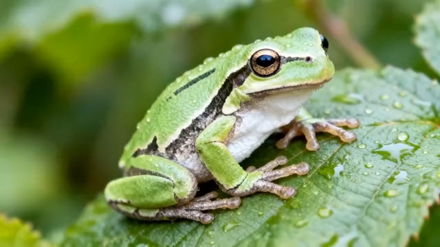  绿叶上的青蛙特写1286#横屏 	 