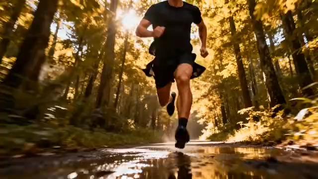  林间奔跑溅水花1255#横屏 	 