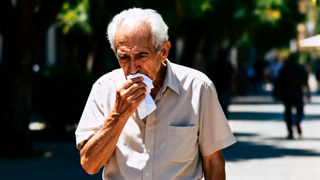  老人户外咳嗽擦嘴1235#横屏 	 