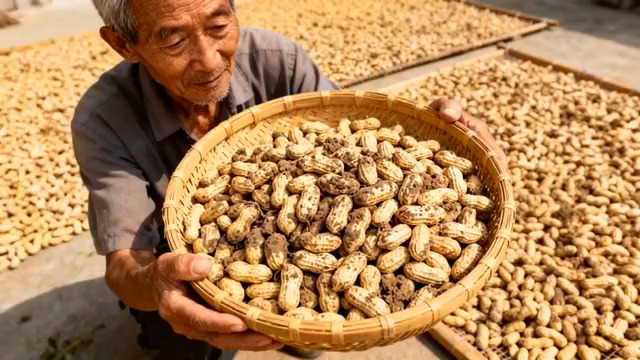  老农捧花生晒秋丰收1231#横屏 	 