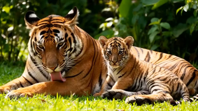  老虎母子温馨互动1221#横屏 	 