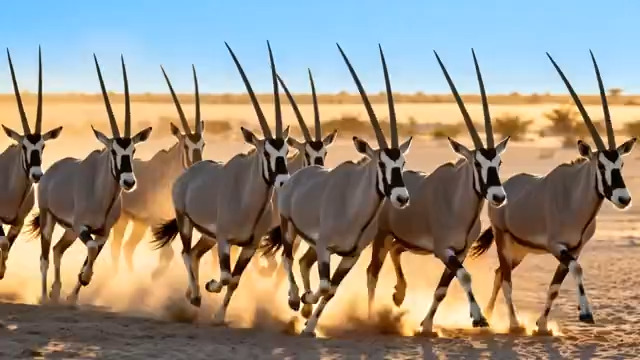  羚羊群奔跑在非洲草原1265#横屏 	 