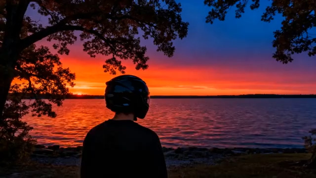  落日余晖下的背影1272#横屏 	 