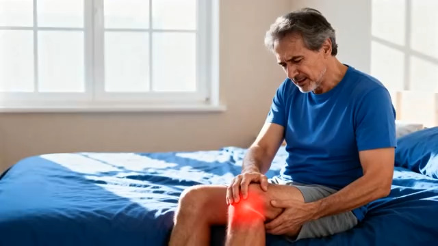  老人膝盖疼痛特写1239#横屏 	 