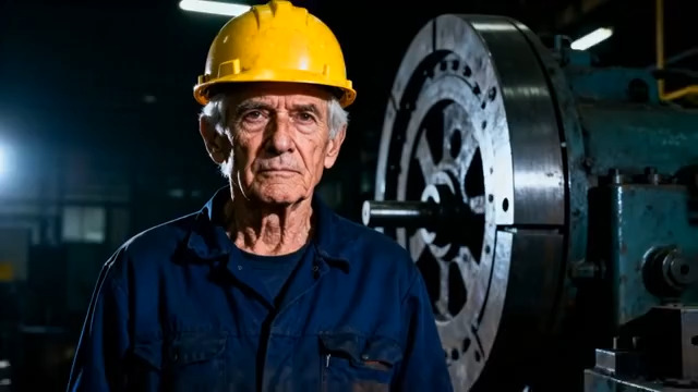  老工人与工业机械1220#横屏 	 