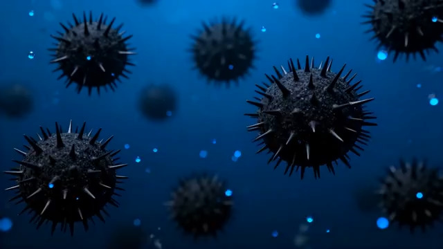  蓝色背景病毒动画1165#横屏 	 