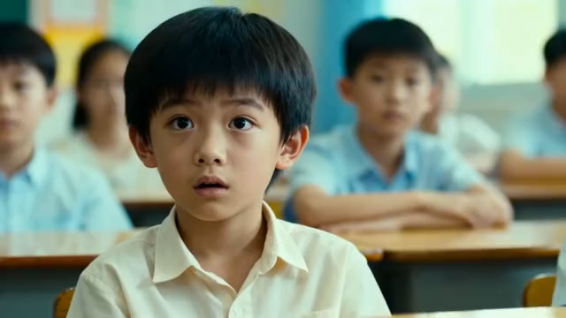  课堂上专注的小学生1143#横屏 	 -