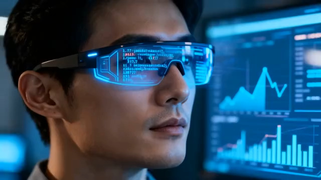  科技眼镜与数据图表1128#横屏 	 