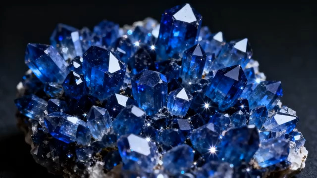  蓝色水晶簇微距特写1189#横屏 	 