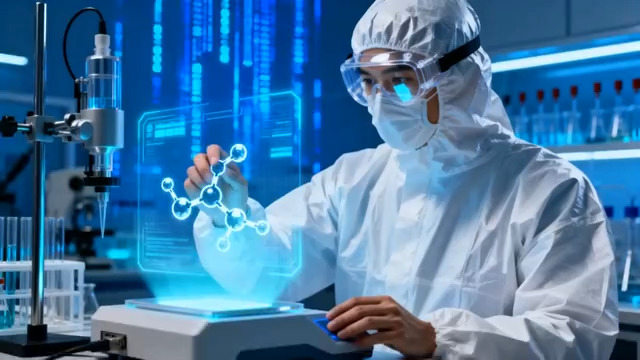  科研人员操作全息分子1134#横屏 	 