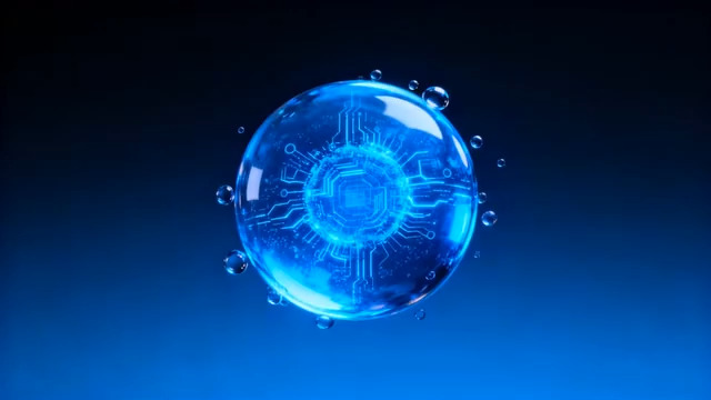  科技感蓝色透明球体1107#横屏 	 