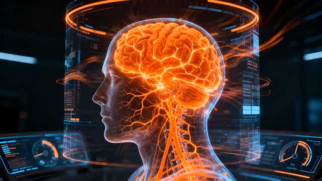  科技感大脑神经元动画1100#横屏 	 